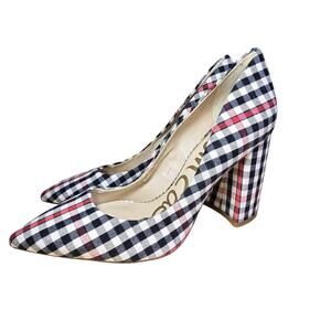 Sam Edelman Halston Heel in Shepherds Plaid Block Heels Pointed Toe Size 7.5